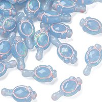 Translucent Resin Beads with Hologram and Enamel, Blue