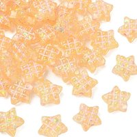 Translucent Resin Star Beads with Tartan and Hologram, Orange