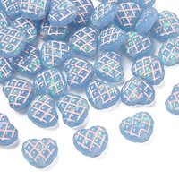 Translucent Resin Heart Beads with Tartan and Hologram, Blue — Jewelry Beads