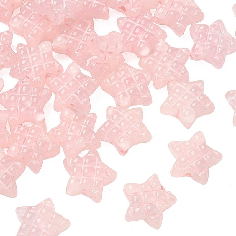 Translucent Resin Star Beads with Tartan and Hologram, Misty Rose — Jewelry Beads