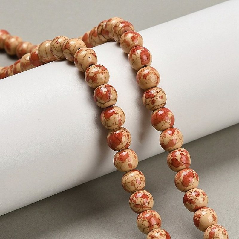 Synthetic Turquoise Beads Strands, Round, Sandy Brown, 7.5-8mm — Jewelry Beads