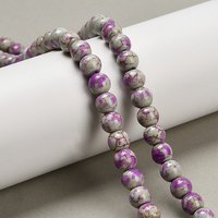Synthetic Turquoise Beads Strands, Round, Medium Orchid, 7.5-8mm