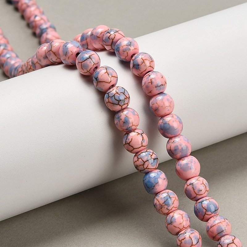 Synthetic Turquoise Beads Strands, Round, Pink, 7.5-8mm, 50pcs — Jewelry Beads