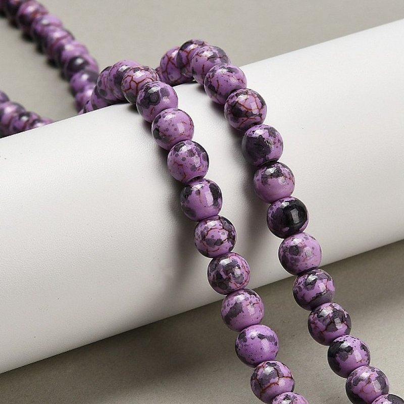 Synthetic Turquoise Beads Strands, Round, Dark Violet, 50pcs — Jewelry Beads