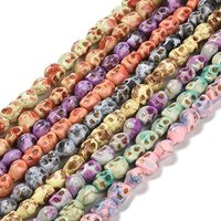Synthetic Turquoise Skull Beads Strands, Mixed Colors, 47pcs