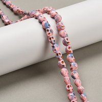 Synthetic Turquoise Skull Beads Strands, Pink, 8x6x7mm