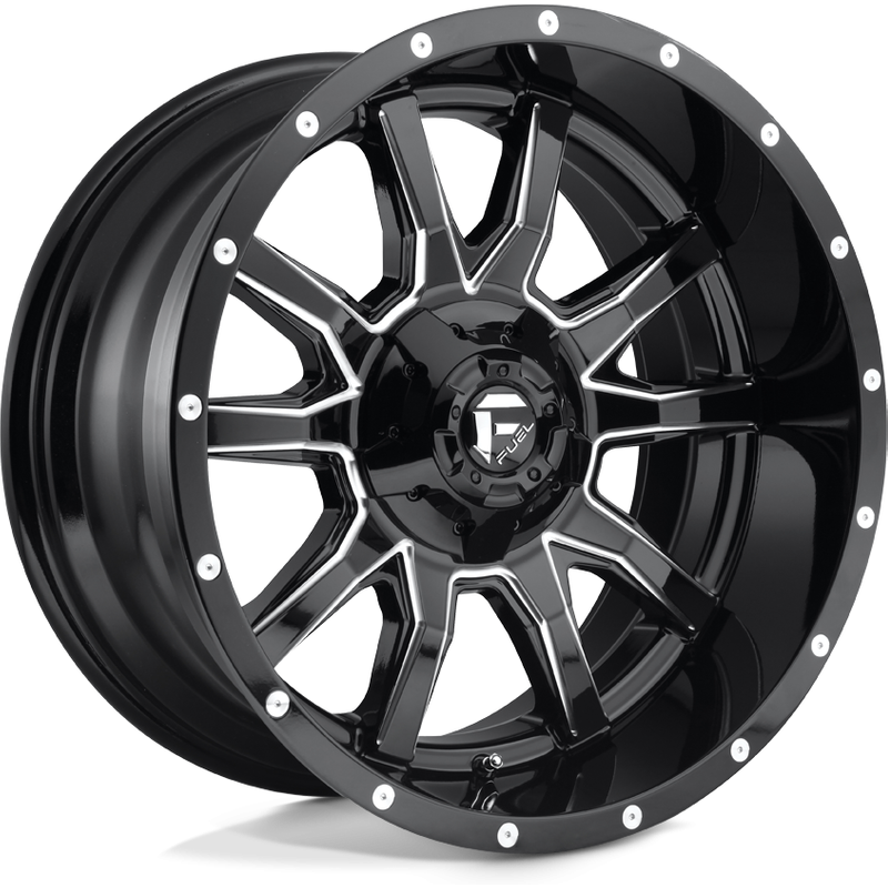 Roues Fuel D627 Vandal Gloss Black Milled - 20x10 - 5x114.3 -18 Offset — Roues et jantes