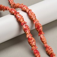 Synthetic Turquoise Fish Beads Strands, Dyed Red, 17pcs