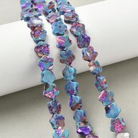 Brins de perles en jaspe impérial synthétique teinté, fleur, violet