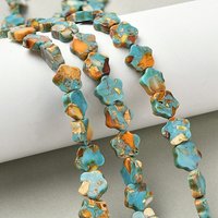 Fil de perles de jaspe impérial synthétique teinté, fleur jaune, 10-10.5mm — Perles à bijoux