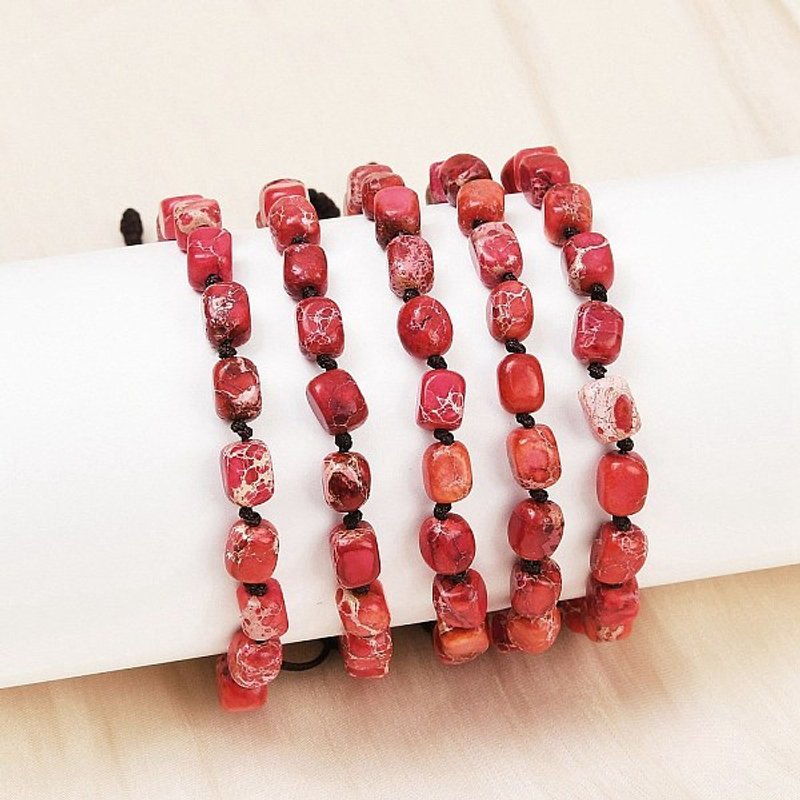 Bracelet tressé en perles d'jaspe impérial teinté pour femmes — Bracelet Femme