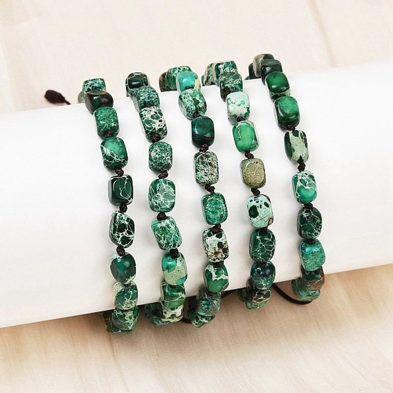 Bracelet tressé en perles d'jaspe impérial naturel teinté pour femmes — Bracelet Femme