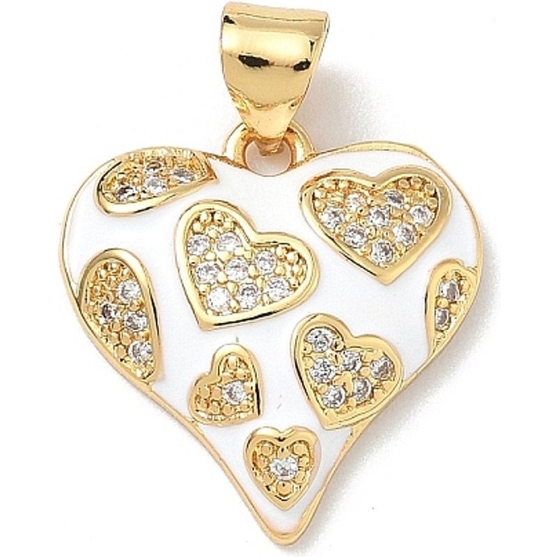 Brass Micro Pave Cubic Zirconia Heart Pendant, 18K Gold Plated — Charms & Pendants
