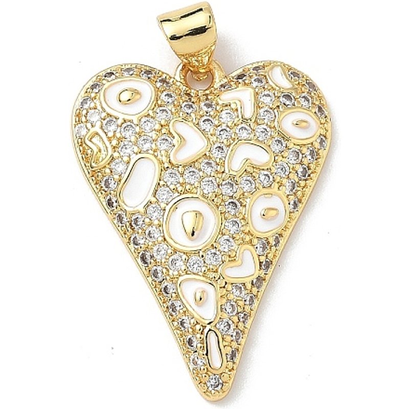 Pendentif en laiton avec zircon cubique micro pavé, cœur, plaqué or 18K — Breloques et pendentifs