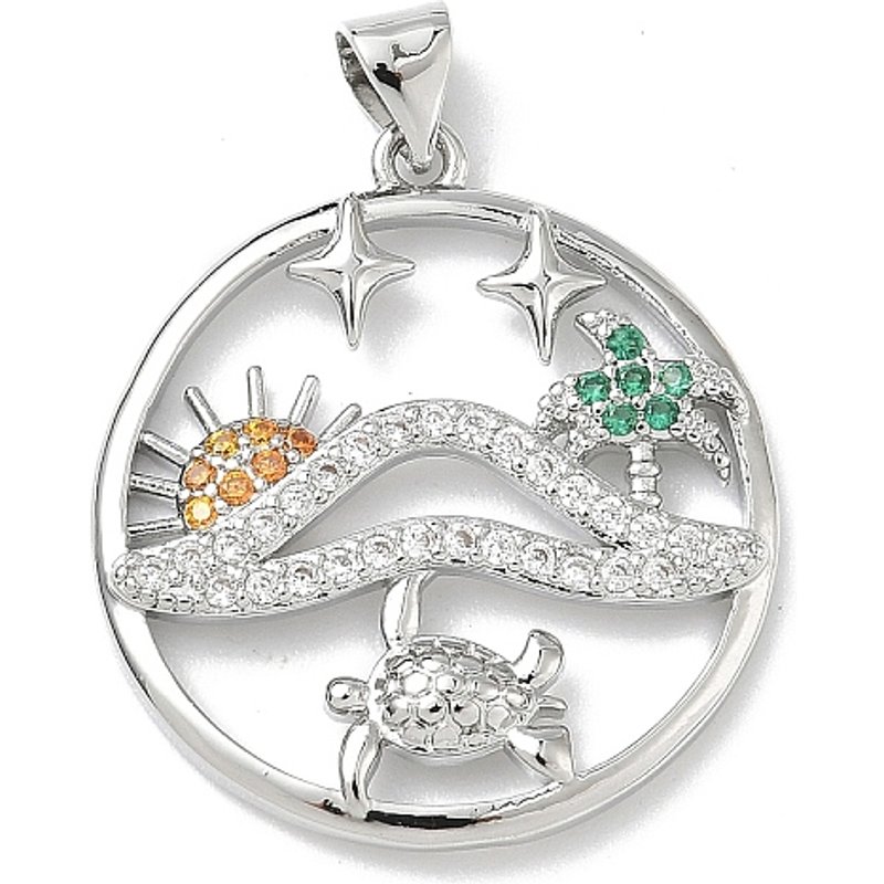 Pendentif Tortue en Zircon Cubique Micro Pave en Laiton