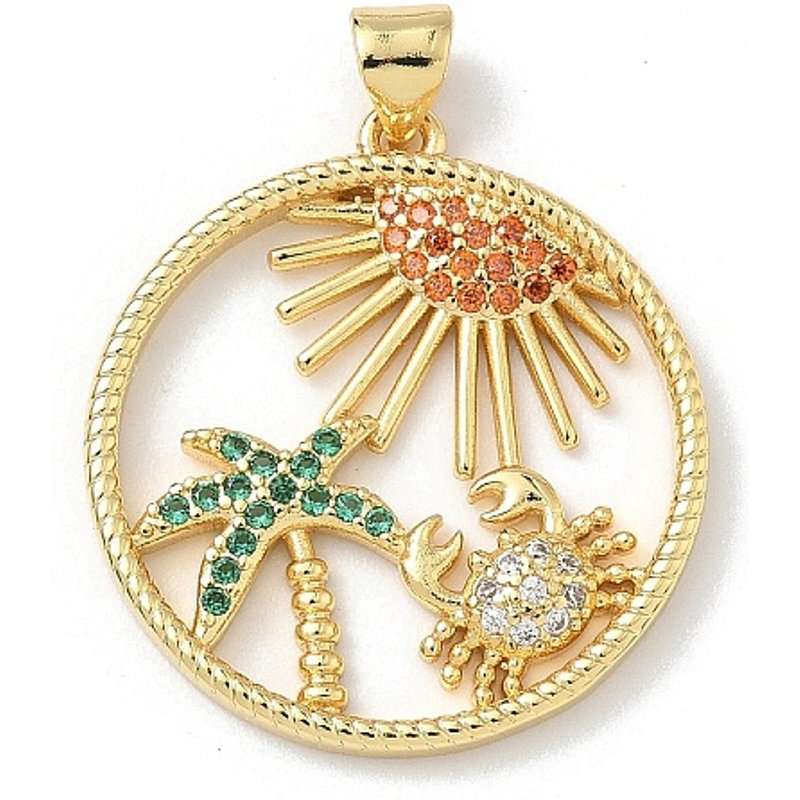 Brass Micro Pave Cubic Zirconia Tree Pendant, 18K Gold Plated — Charms & Pendants