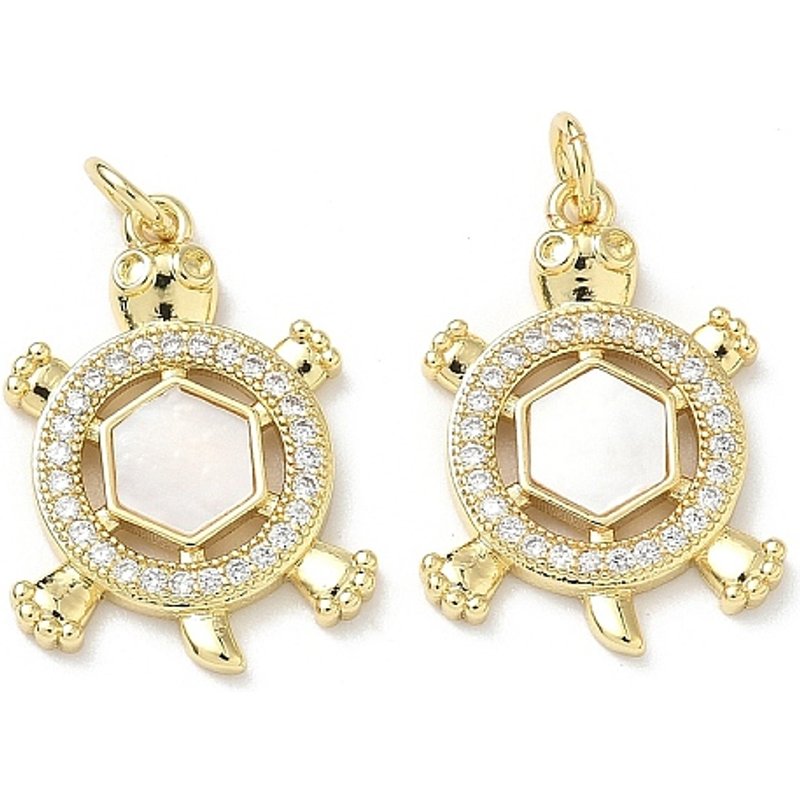 Brass Micro Pave Cubic Zirconia Tortoise Pendant with Jump Ring — Charms & Pendants