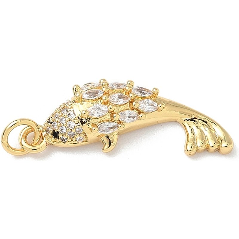 Pendentif Poisson en Zircon Cubique Micro Pave en Laiton, Plaqué Or 18K — Breloques et pendentifs