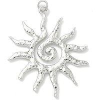 Brass Sun Pendant with Jump Ring, Platinum Finish, 40.5x33.5mm — Charms & Pendants
