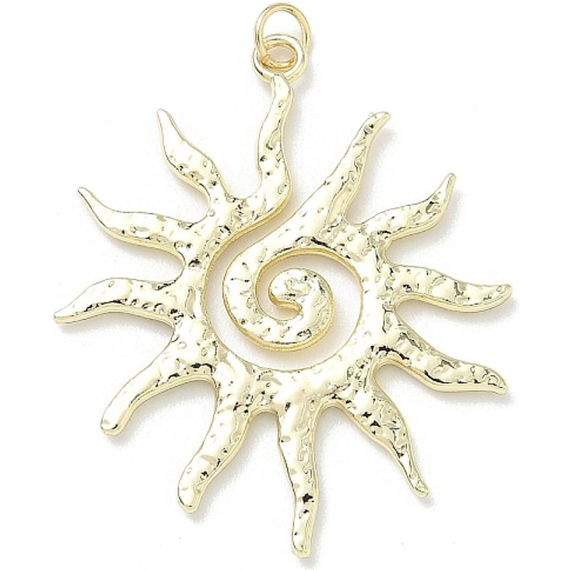 Pendentif en laiton en forme de soleil avec anneau, plaqué or 18K — Breloques et pendentifs
