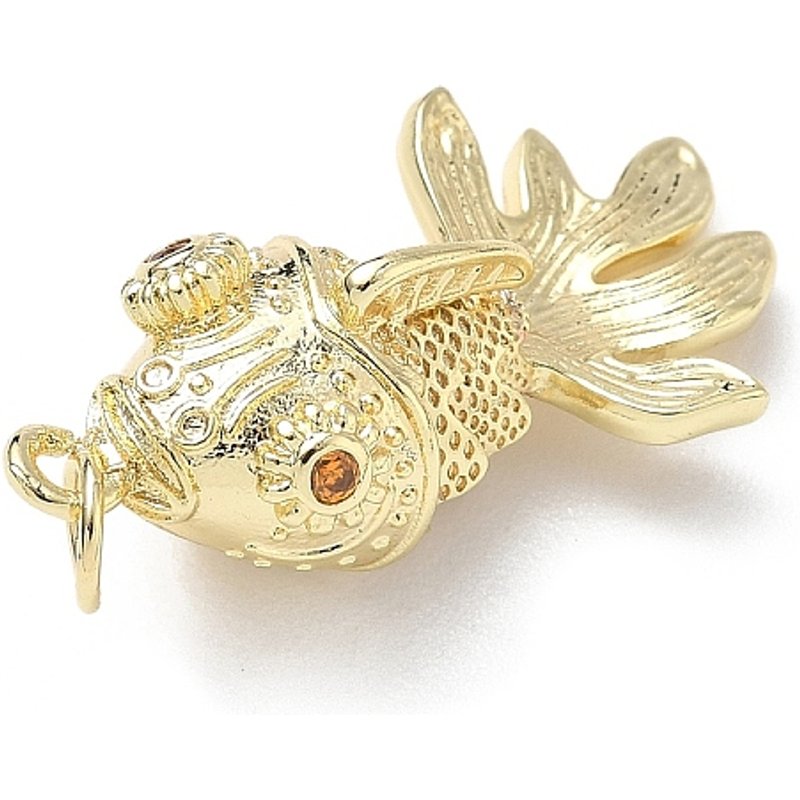 Brass Micro Pave Cubic Zirconia Fish Pendant with Jump Ring — Charms & Pendants