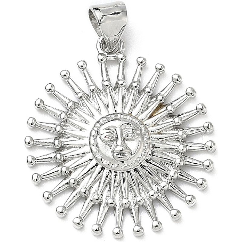 Brass Flat Round Pendants in Platinum, 25x22x3mm — Charms & Pendants