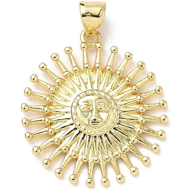 Pendants en laiton, plaqué or 18K, rond plat, 25x22x3mm — Breloques et pendentifs
