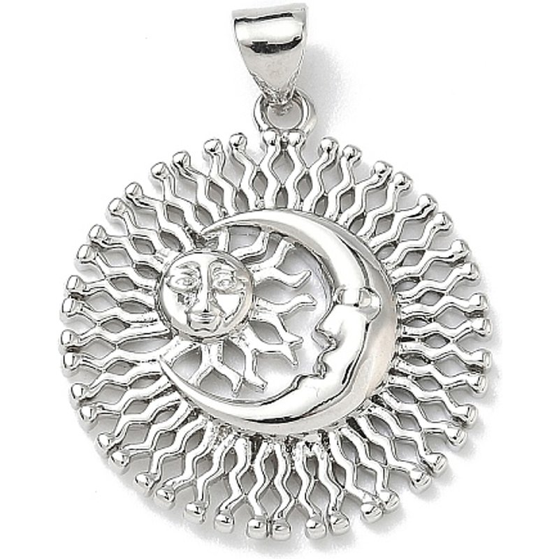 Pendentif Lune en Laiton avec Fini Platine