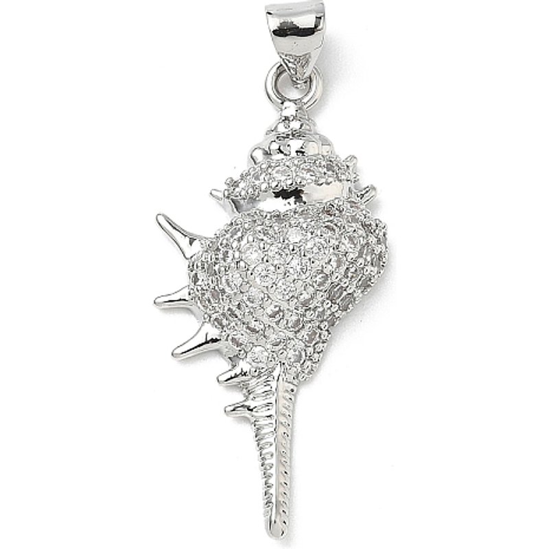 Brass Micro Pave Cubic Zirconia Shell Shape Pendant — Charms & Pendants