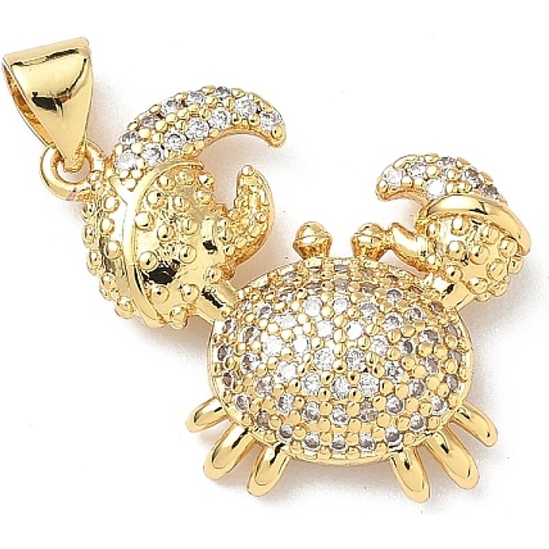 Brass Micro Pave Cubic Zirconia Crab Pendant, 18K Gold Plated — Charms & Pendants