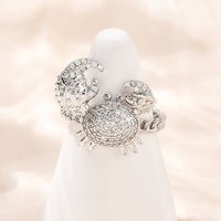 Brass Micro Pave Cubic Zirconia Cuff Ring, Platinum, Crab — Costume Jewelry
