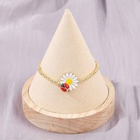 Bracelet à Glissière en Chaîne en Laiton avec Lien de Fleur Émaillée pour Femmes — Bracelet Femme