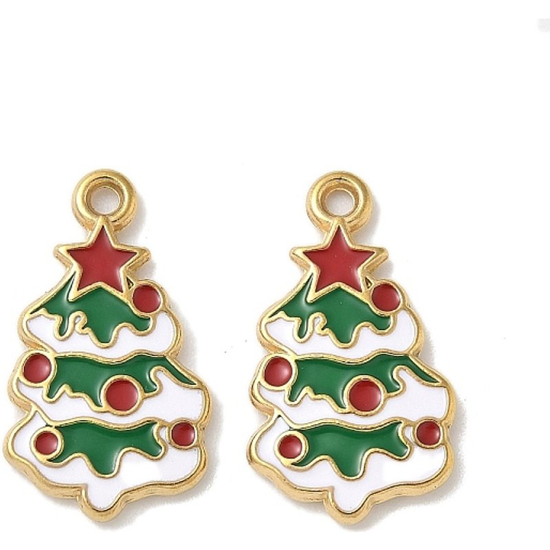 Pendentif en Émail en Acier Inoxydable 304, Thème de Noël, Plaqué Or 18K — Breloques et pendentifs