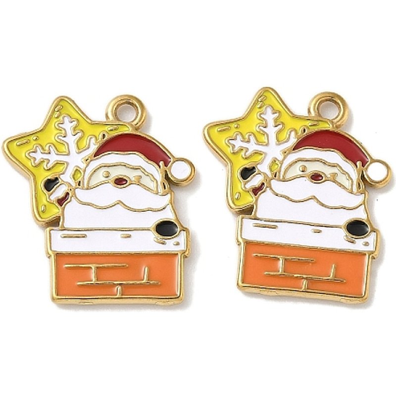Pendentifs en Émail en Acier Inoxydable 304 - Charme de Noël Santa Claus — Breloques et pendentifs