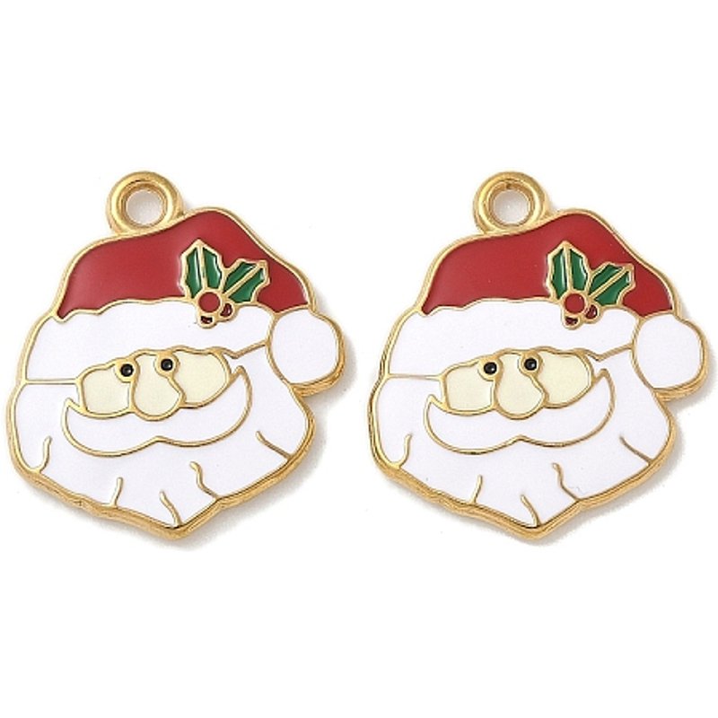 304 Stainless Steel Enamel Christmas Theme Santa Claus Pendant — Charms & Pendants