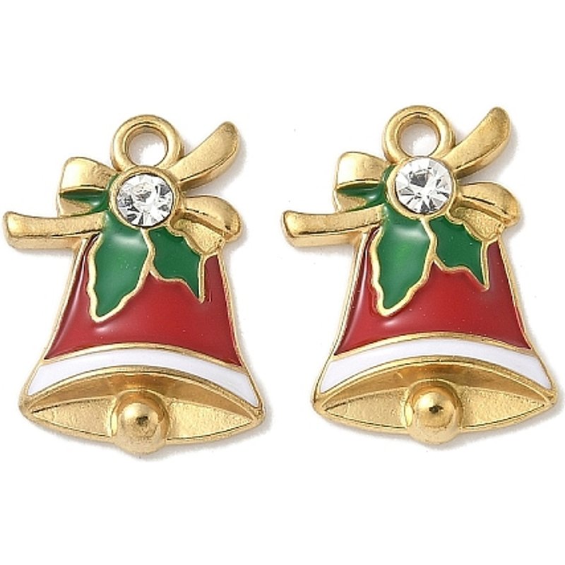 304 Stainless Steel Christmas Bell Pendant with 18K Gold Plating — Charms & Pendants