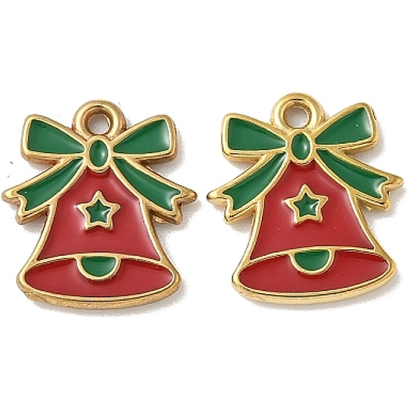 304 Stainless Steel Christmas Bell Pendant with 18K Gold Plating — Charms & Pendants