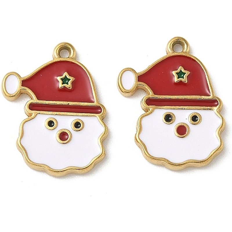Pendentif en Émail Santa Claus en Acier Inoxydable 304 avec Plaquage en Or 18K — Breloques et pendentifs