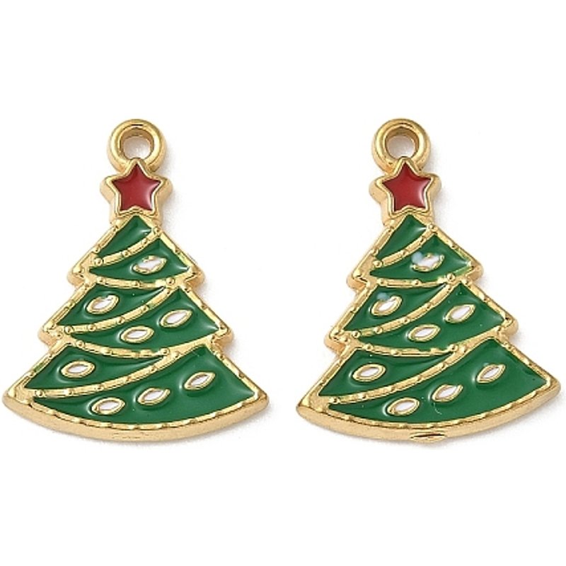 Charm en Émail en Acier Inoxydable 304 - Arbre de Noël — Breloques et pendentifs