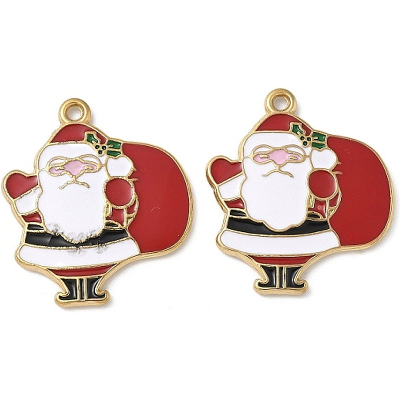 Pendentif en Émail Santa Claus en Acier Inoxydable 304, Charm de Noël — Breloques et pendentifs