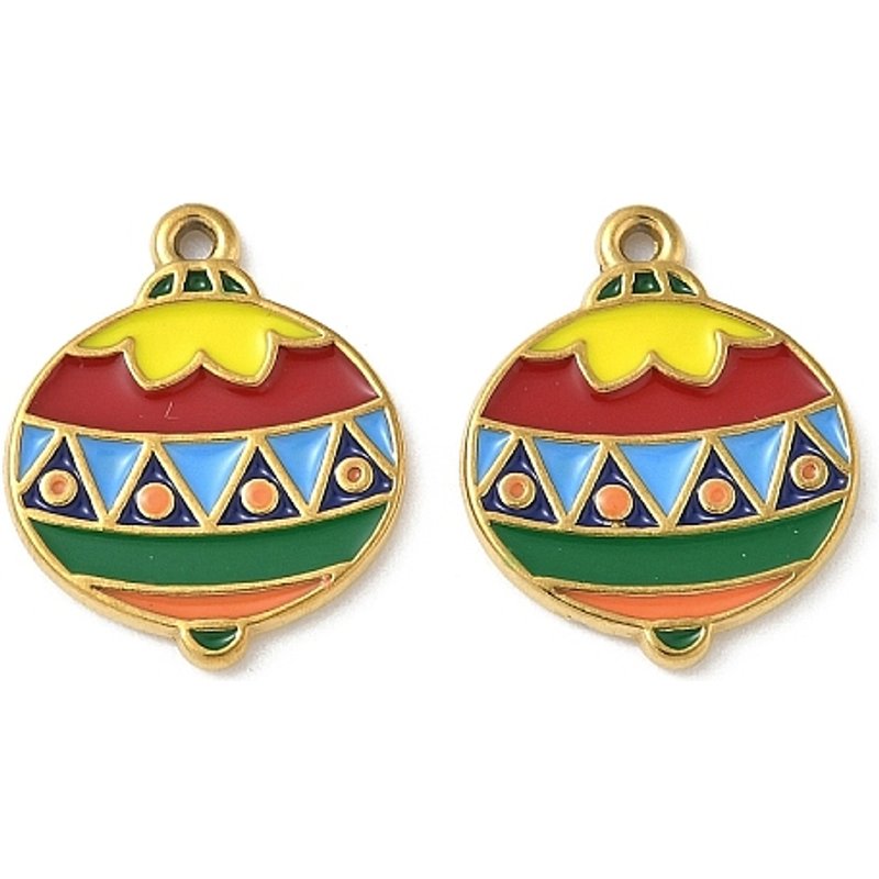 Pendentifs en Acier Inoxydable 304, Charms Émaillés Thème Noël, Plaqué Or 18K — Breloques et pendentifs