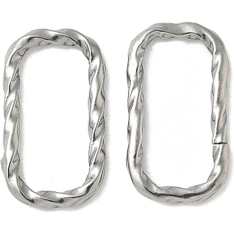 304 Stainless Steel Twisted Linking Rings, Rectangle, 17x10mm — Jewelry Findings