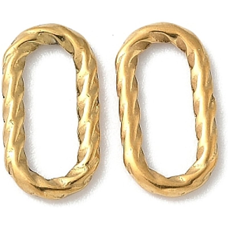 304 Stainless Steel Twisted Linking Rings, 18K Gold Plated — Jewelry Findings