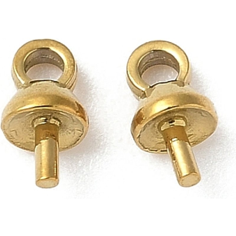 304 Stainless Steel Cup Pearl Peg Bails for Half Drilled Beads — Jewelry Findings