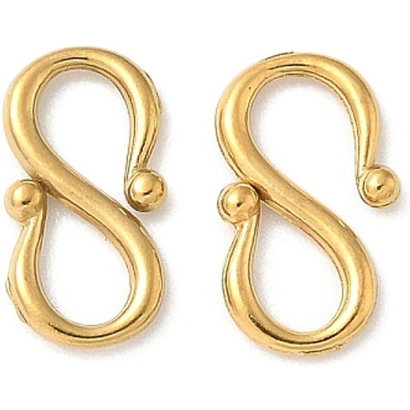 304 Stainless Steel S-Hook Clasps, 18K Gold Plated, 13x6.5mm — Jewelry Findings