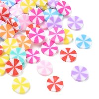 Handmade Polymer Clay Cabochons, Flat Round, Mixed Color, 9-9.5mm
