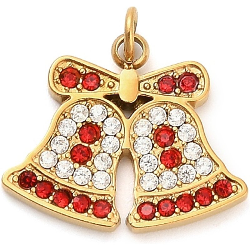 304 Stainless Steel Rhinestone Pendant with Jump Ring, Bell — Charms & Pendants