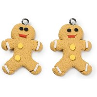 Handmade Polymer Clay Gingerbread Man Pendant with Iron Loops — Charms & Pendants