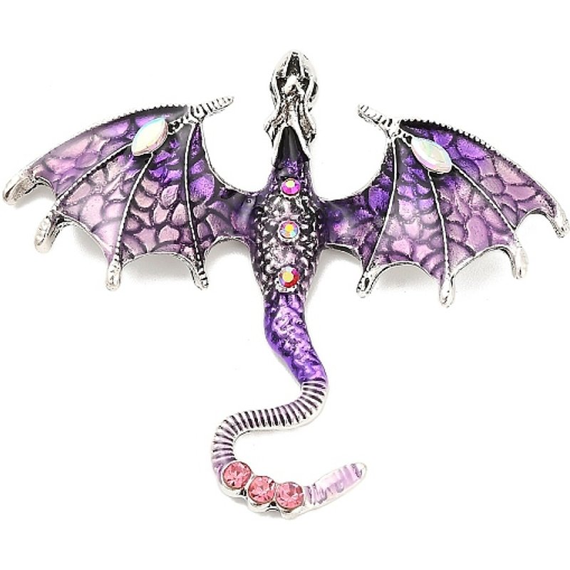 Pendentif Ptérosaure en Alliage de Strass avec Émail, Violet — Breloques et pendentifs