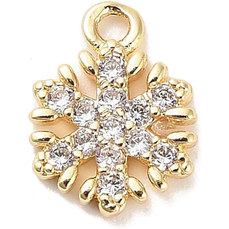 Charms Flocon en Zircon Cubique Micro Pave en Laiton, Doré — Breloques et pendentifs